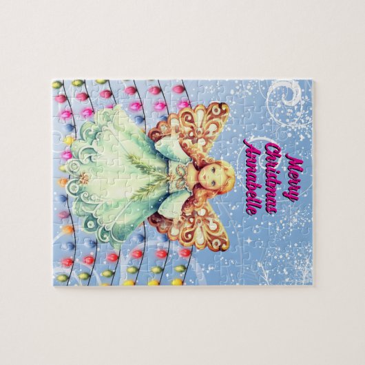 Gepersonaliseerde Angel Christmas Legpuzzel (Horizontaal)