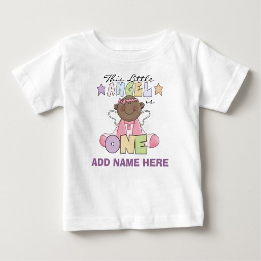 Gepersonaliseerde Angel Girl 1e Verjaardag Tshirt (Voorkant)