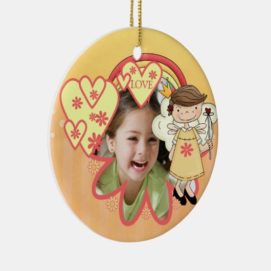 Gepersonaliseerde Angel Hearts Foto Ornament (Rechts)