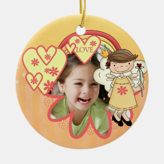 Gepersonaliseerde Angel Hearts Foto Ornament (Voorkant)