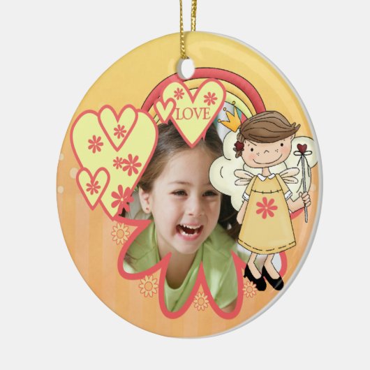 Gepersonaliseerde Angel Hearts Foto Ornament (Links)