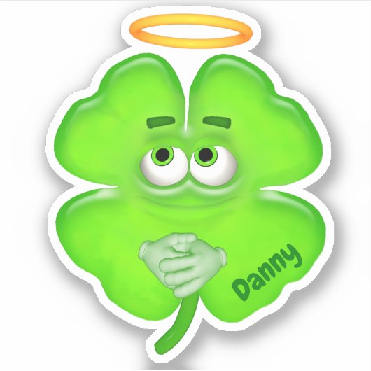 Gepersonaliseerde Angel Shamrock Sticker (Voorkant)