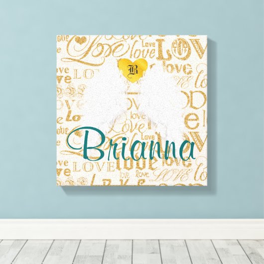 Gepersonaliseerde Angel Wings Canvas Afdruk (Insitu (Houten vloer))