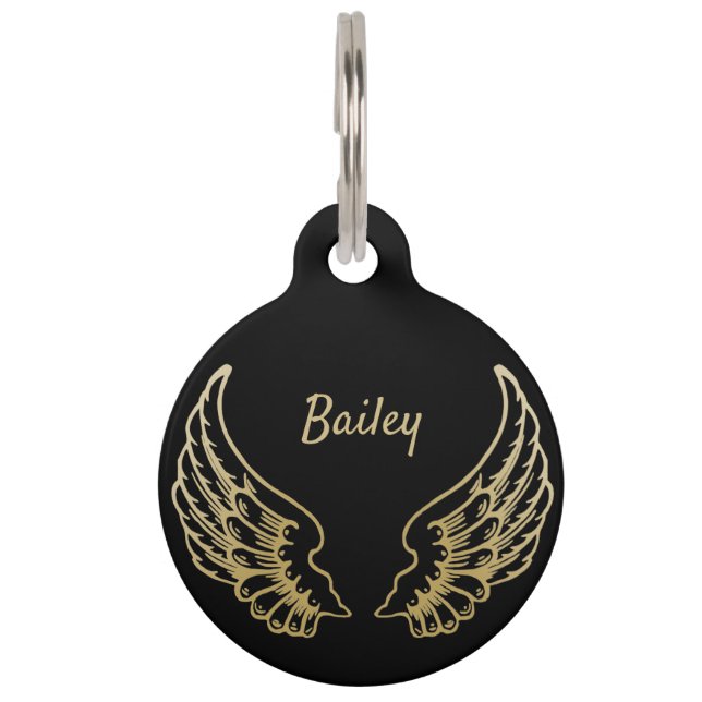 GEPERSONALISEERDE ANGEL WINGS PET TAG HUISDIERPENNING (Voorkant)
