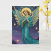 Gepersonaliseerde  Angel Xmas Kaart (Gele Bloem)