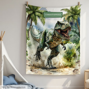 Gepersonaliseerde Angry T-Rex Deken Uniek Voor Jon
