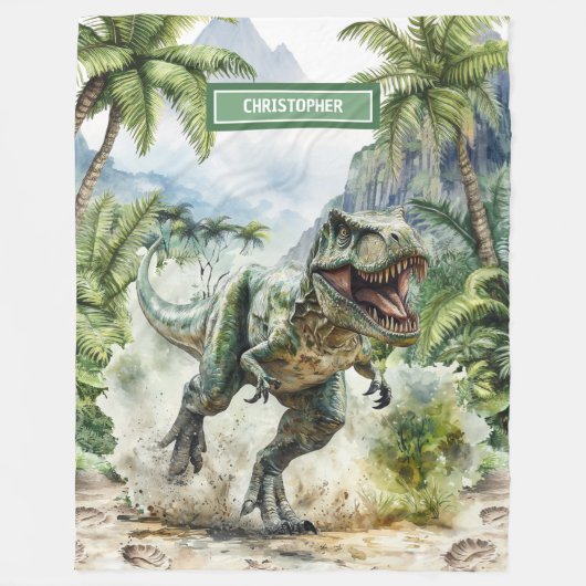 Gepersonaliseerde Angry T-Rex Deken Uniek Voor Jon (Voorkant)