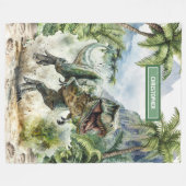 Gepersonaliseerde Angry T-Rex Deken Uniek Voor Jon (Voorkant (Horizontaal))