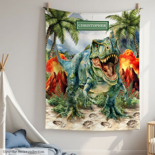Gepersonaliseerde Angry T-Rex Deken Unieke Jongens