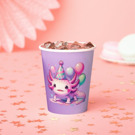 Gepersonaliseerde anime Axolotl Girl's Birthday Papieren Bekers (Insitu)