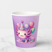 Gepersonaliseerde anime Axolotl Girl's Birthday Papieren Bekers (Voorkant)