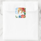 Gepersonaliseerde Anime Girl Kerstmis Vierkante Sticker (Tas)