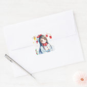 Gepersonaliseerde Anime Girl Kerstmis Vierkante Sticker (Envelop)