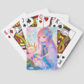 Gepersonaliseerde Anime Meisje en Axolotl Pokerkaarten (Achterkant)