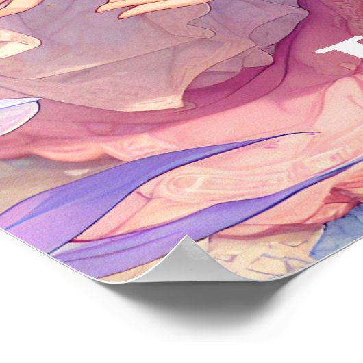 Gepersonaliseerde Anime Meisje en Axolotl Poster (Hoek)