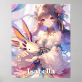Gepersonaliseerde Anime Meisje en Axolotl Poster (Voorkant)