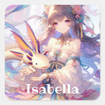 Gepersonaliseerde Anime Meisje en Axolotl