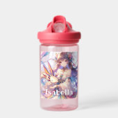 Gepersonaliseerde Anime Meisje en Axolotl Waterfles (Voorkant)