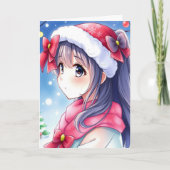 Gepersonaliseerde Anime Meisje Kleurplaat Kerstmis Kaart (Voorkant)