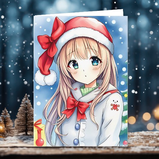 Gepersonaliseerde Anime Meisje Kleurplaat Kerstmis Kaart