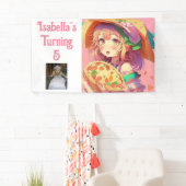 Gepersonaliseerde  anime meisje met een pizza spandoek (Insitu)