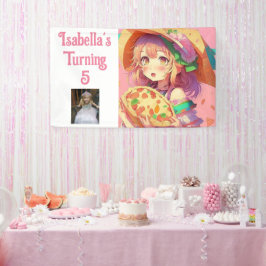 Gepersonaliseerde  anime meisje met een pizza spandoek