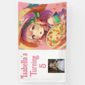Gepersonaliseerde  anime meisje met een pizza spandoek (Verticaal)