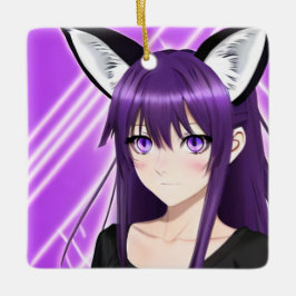 Gepersonaliseerde anime meisje met Paarse haar en Keramisch Ornament