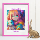 Gepersonaliseerde anime meisje met puppy poster