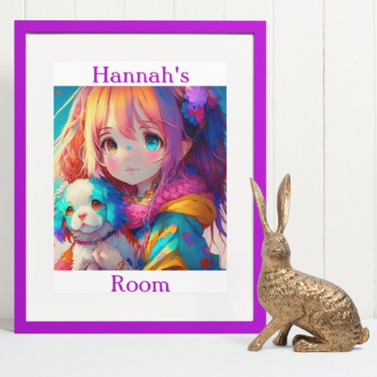 Gepersonaliseerde anime meisje met puppy poster