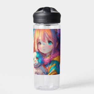 Gepersonaliseerde anime meisje met puppy waterfles