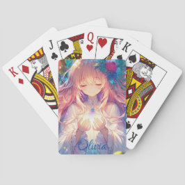 Gepersonaliseerde anime meisje schetsboek pokerkaarten