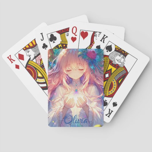 Gepersonaliseerde anime meisje schetsboek pokerkaarten (Achterkant)
