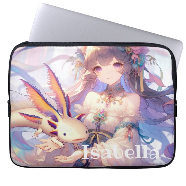 Gepersonaliseerde anime meisjes laptop sleeve (Voorkant)