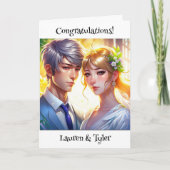 Gepersonaliseerde anime paar Gefeliciteerd Kaart (Voorkant)