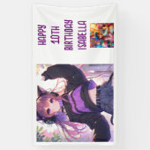 Gepersonaliseerde anime thema meisje verjaardag spandoek (Verticaal)