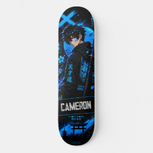 Gepersonaliseerde Anime Zwarte Cyaan Samurai Persoonlijk Skateboard