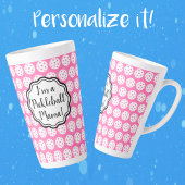 Gepersonaliseerde anjer roze en wit pickleball latte mok