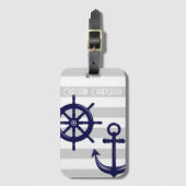 Gepersonaliseerde Anker en Boat Helm Wiel Nautisch Bagagelabel (Voorkant (verticaal))
