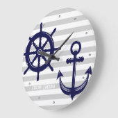 Gepersonaliseerde Anker en Boat Helm Wiel Nautisch Grote Klok (Hoek)
