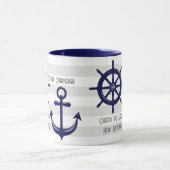 Gepersonaliseerde Anker en Bootwiel Nautische Koff Mok (Midden)