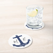 Gepersonaliseerde anker nautische bruiloft ronde kartonnen onderzetter (Insitu)