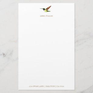 Gepersonaliseerde Anna's Hummingbird Stationery Briefpapier