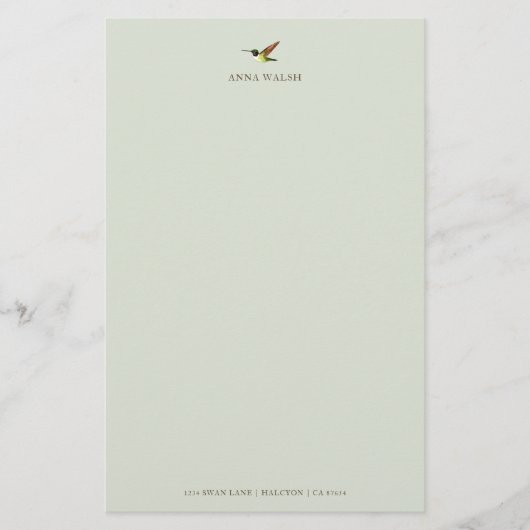 Gepersonaliseerde Anna's Hummingbird Stationery Briefpapier (Voorkant)