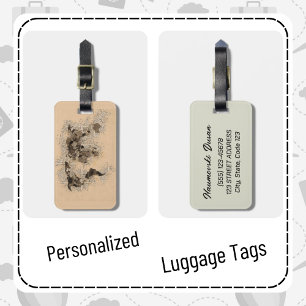 Gepersonaliseerde Antiek Wereldkaart Travel Art Bagagelabel