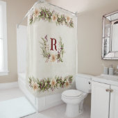 Gepersonaliseerde Antiek witte poinsettia Douchegordijn (In situ)