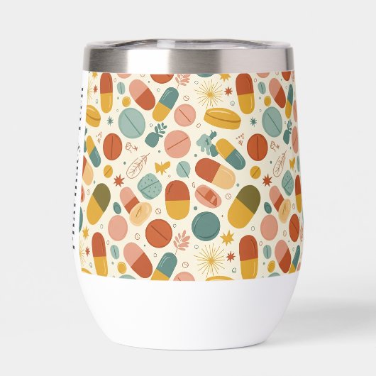 Gepersonaliseerde apotheek Boho Stemless Wine Tumb (Achterkant)