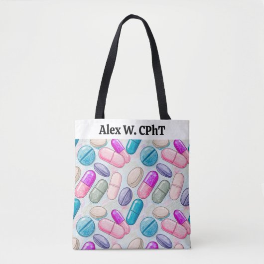 Gepersonaliseerde apotheek Canvas tas roze grijs p (Voorkant)