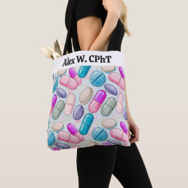 Gepersonaliseerde apotheek Canvas tas roze grijs p