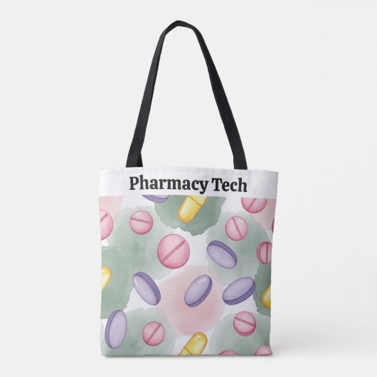 Gepersonaliseerde Apotheek Canvas tas Roze Paarse  (Achterkant)